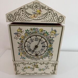 1966 HEDAYA Musical Jewelry Box & Clock ~ Hand painted ~ Made in Japan!